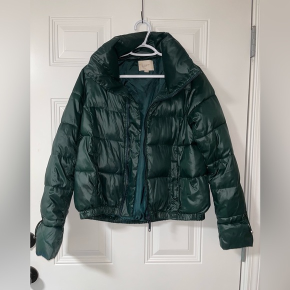 LOFT Dark Green Puffer Coat - Picture 4 of 5